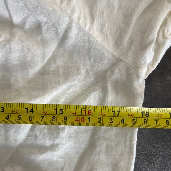 Madewell Linen White Sundress Size Small Flutter Sleeve Button Mini Dress - Picture 3 of 6